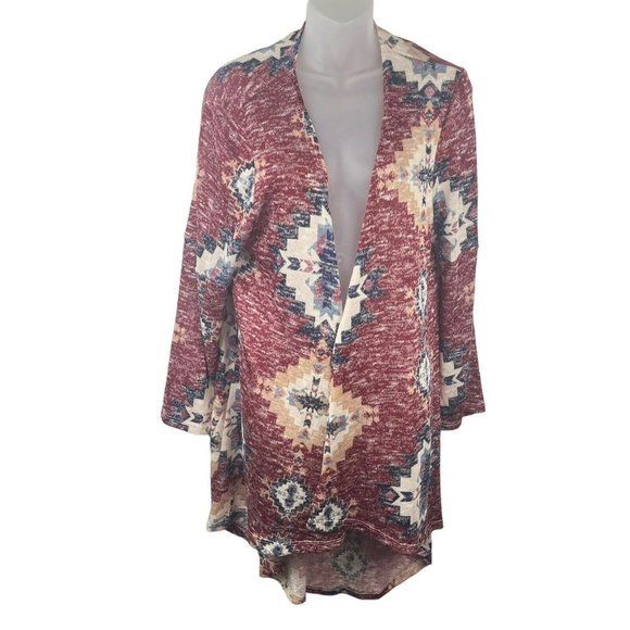 Jody California Open Front Lightweight Cardigan USA Women’s Size Large Aztec - Picture 8 of 8